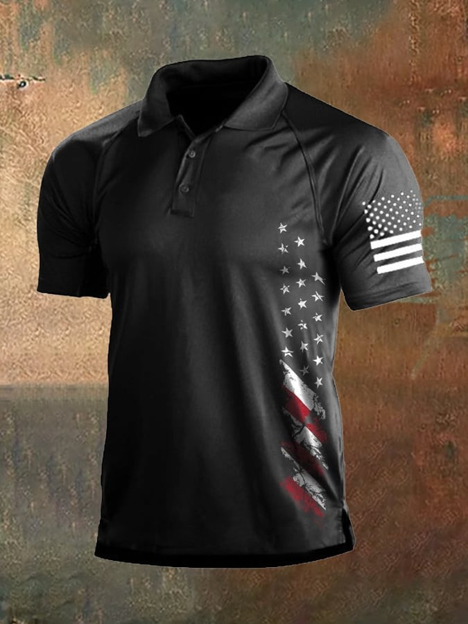 American Flag Independence Day Polo Shirt Patriotic Apparel Gifts For Him