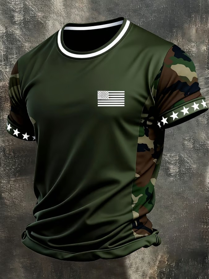 American Flag Military Camouflage Shirt Military Pride Tee Gifts For Retired Veterans