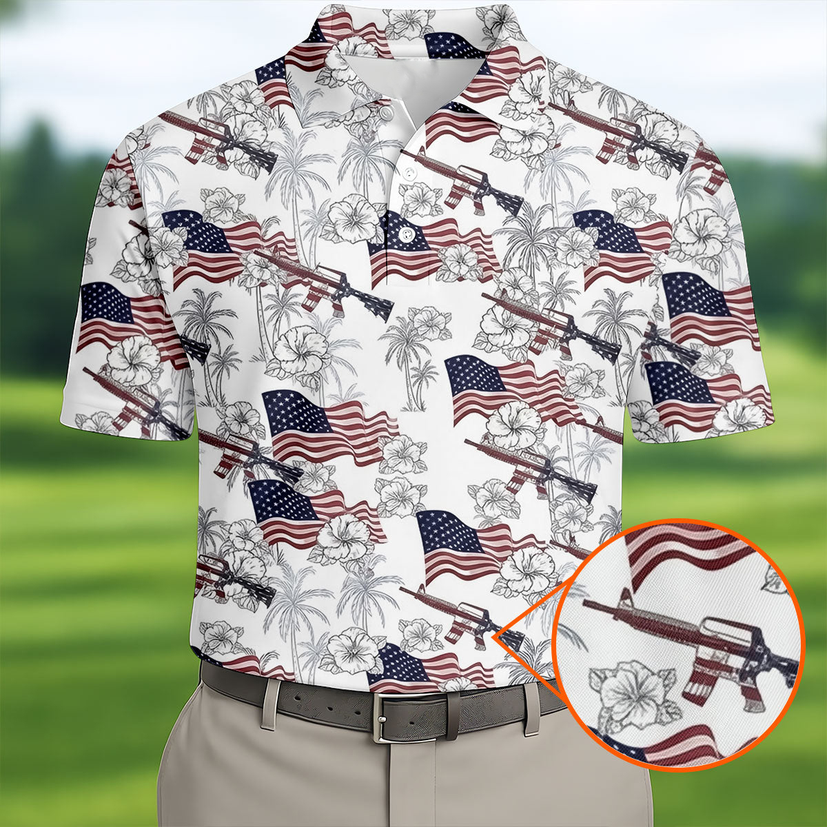 American Flag Patriotic Golf Polo Shirt Mens Golf Outfit Good Golf Gifts For Men