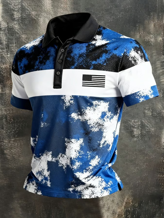 American Flag Polo Shirt Abstract Splatter USA Patriotic Fan Gear Fourth Of July Best Gift Ideas