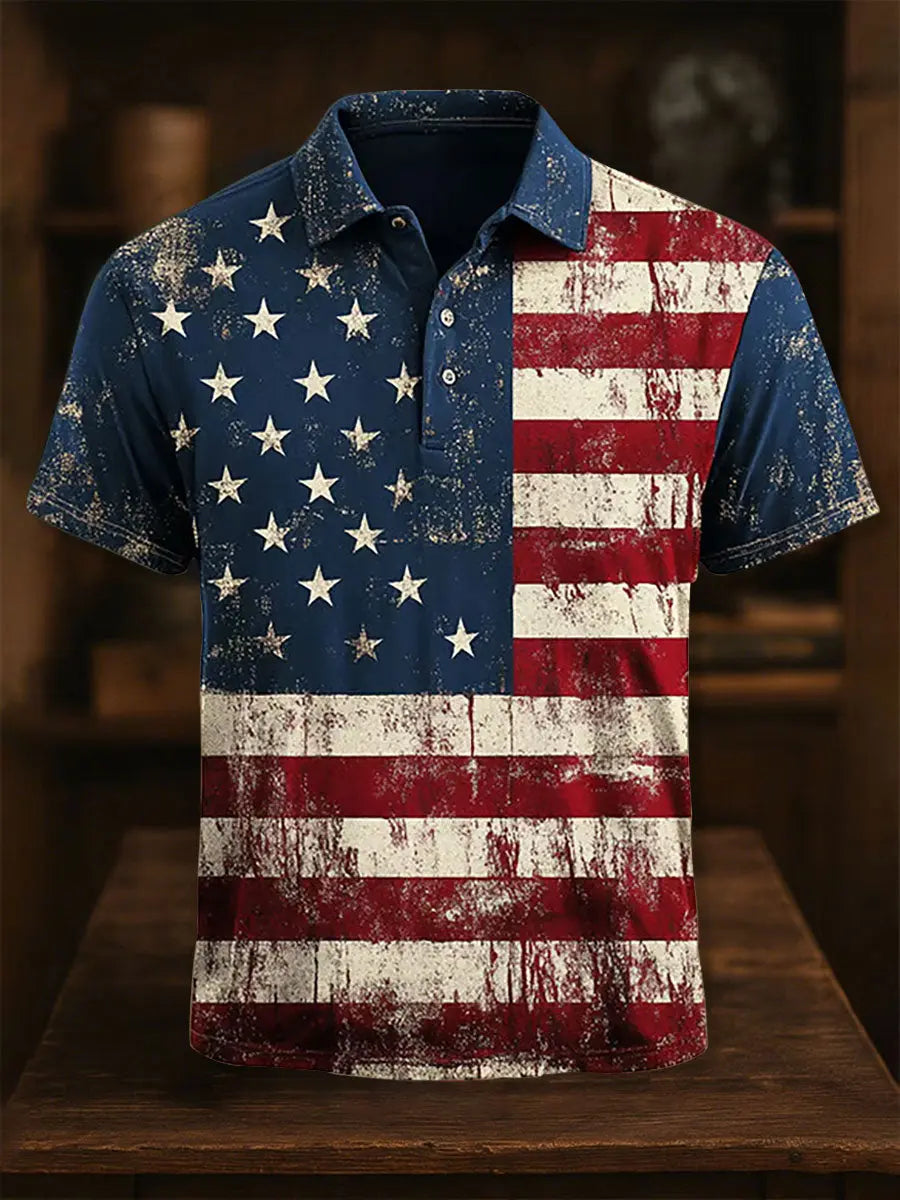 American Flag Polo Shirt for Patriotic Gifts Men USA Pride Casual Button Down Top