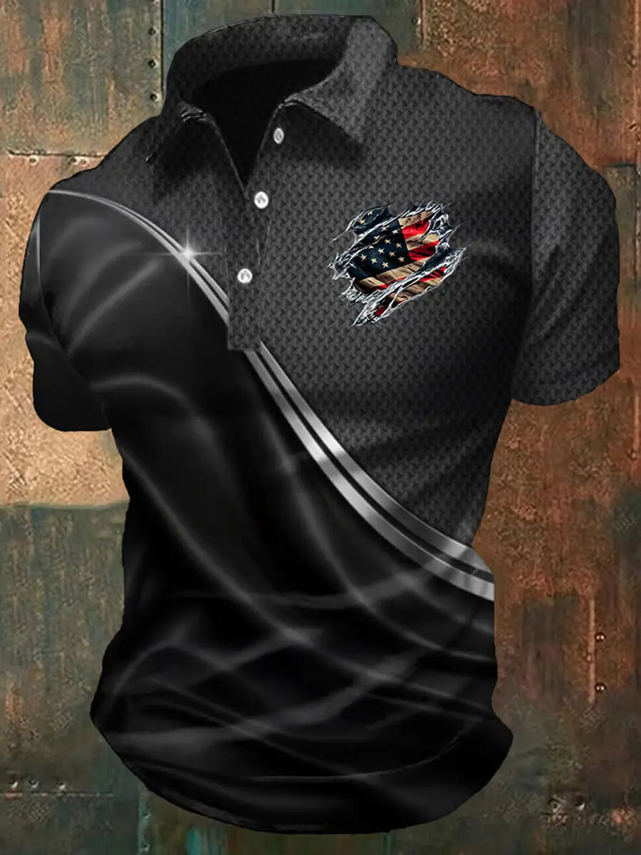 American Flag Polo Shirt Independence Day Patriotic Gift for USA Supporters