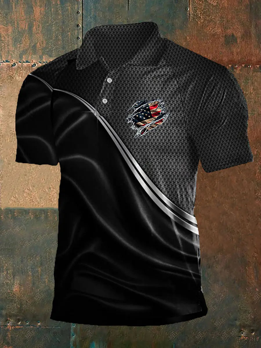 American Flag Polo Shirt Patriotic Gift for Independence Day USA Pride Casual Top