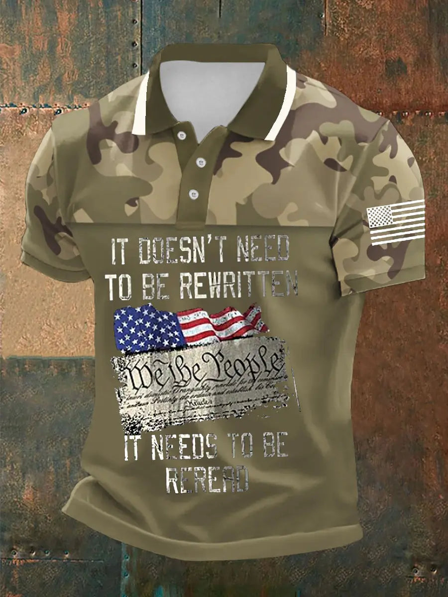 American Flag Polo Shirt Patriotic Gift for USA Supporters Constitution Themed Apparel
