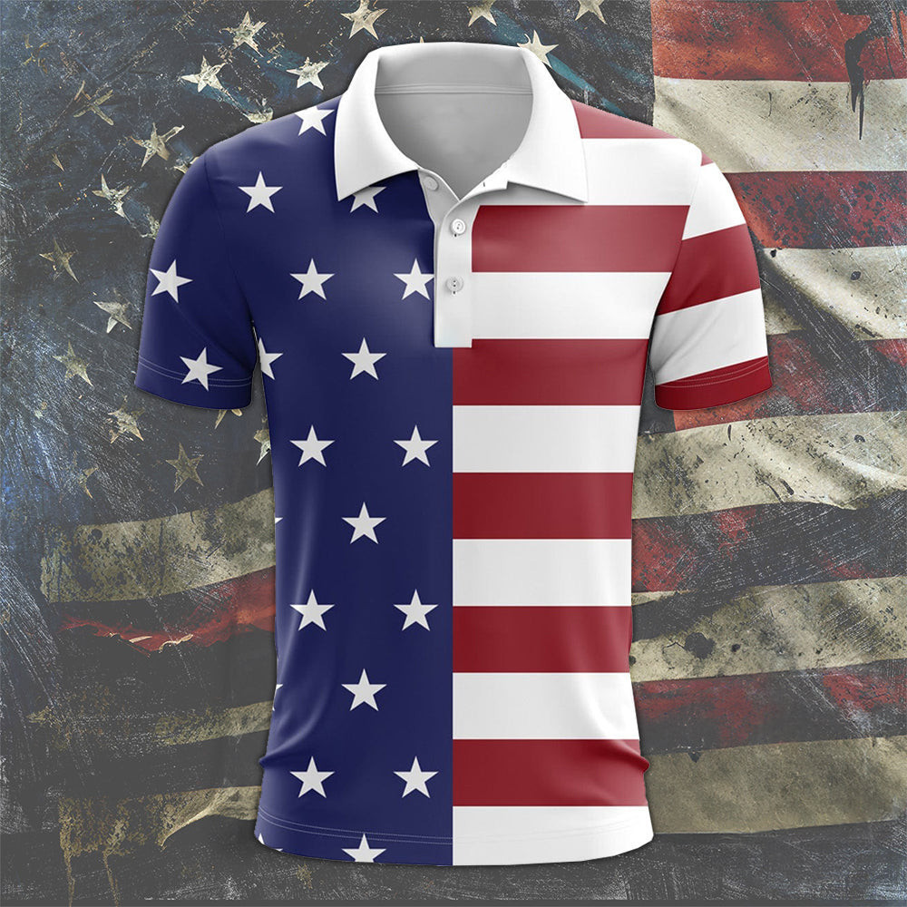 American Flag Polo Shirt Patriotic Golf Polos Gifts For Patriots Him Her