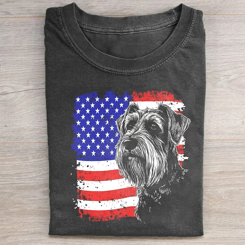 American Flag Schnauzer T-Shirt Patriotic Dog Lover Gift Tee For Men And Women