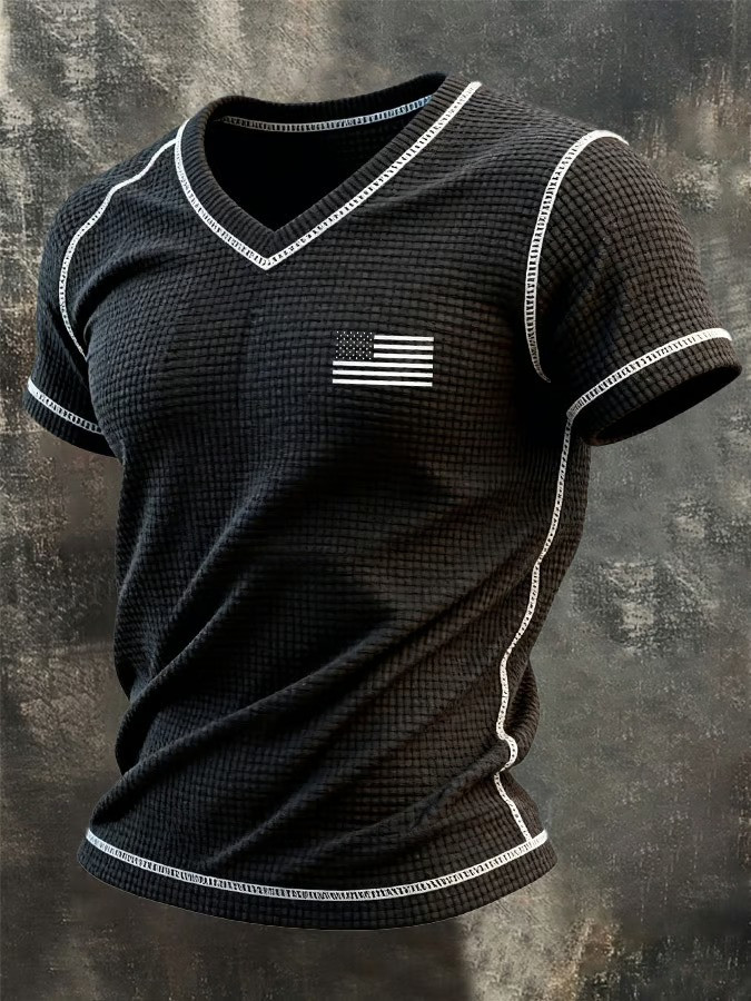 American Flag V-Neck V-Neck Shirt USA Patriotic Tee Minimalist Flag Design Best Gift For Fourth Of July