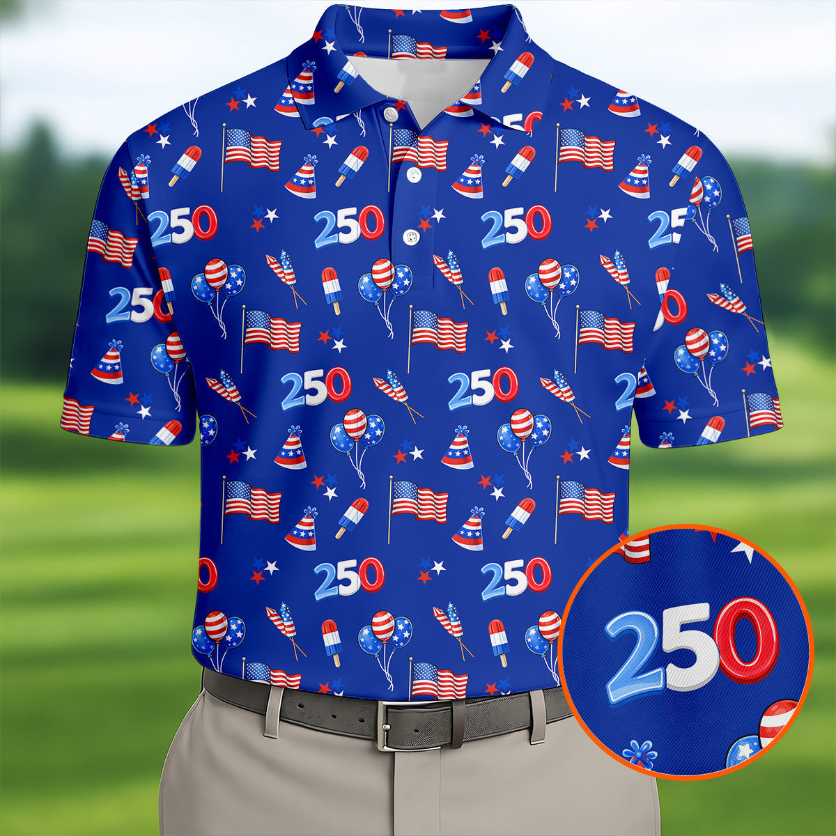 American Flags Balloon Golf Polo Shirt Patriotic Golf Shirt Gifts For Men Who Love Golf