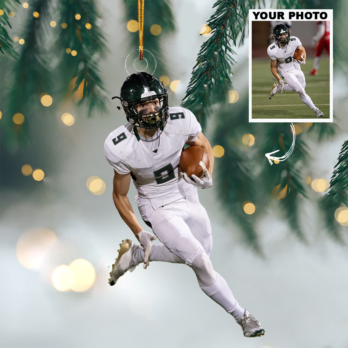 American Football Ornament Personalized Custom Photo Mica Ornament Birthday Christmas