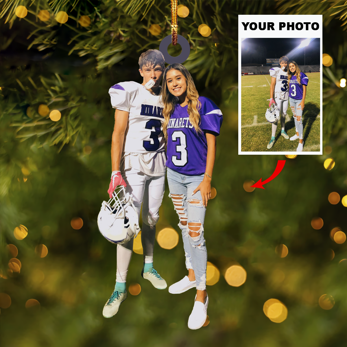 American Football Ornament Personalized Photo Mica Ornament