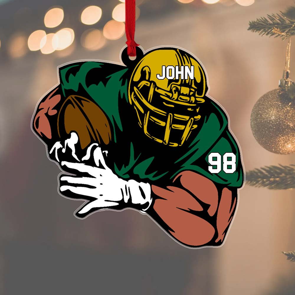 American Football Player Pose Personalized Flat Shaped Acrylic Ornament
