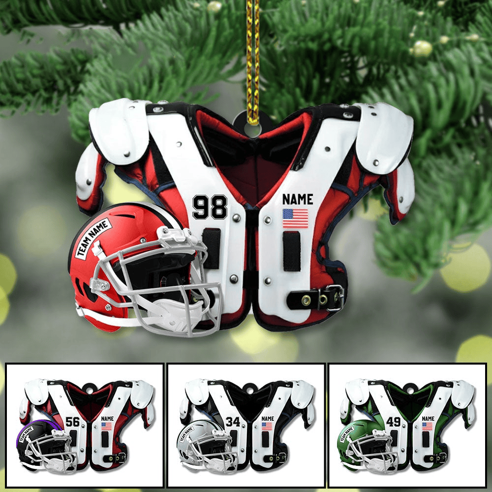 American Football Shoulder Pads Helmet Personalized Ornament Gift For Football Player Football Lovers