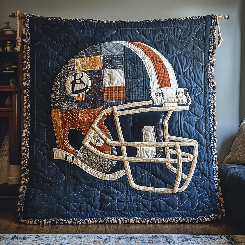American Football Sport Classic Quilted Blanket Rugby Player Cap Presents For Football Players
