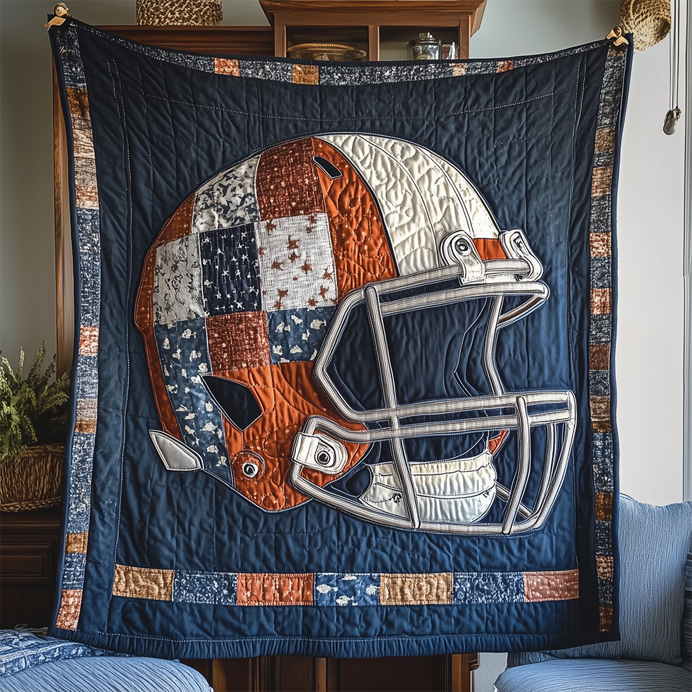 American Football Sport Retro Quilted Blanket Rugby Player Cap Gifts For Football Players