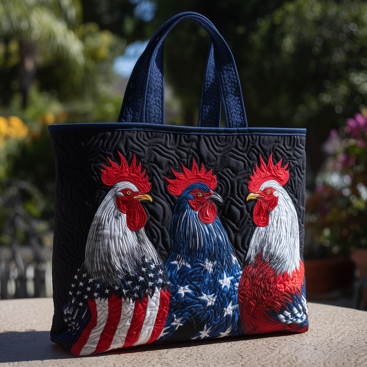 American Heritage Rooster Quilted Tote Bag Gifts For Rancher Dad