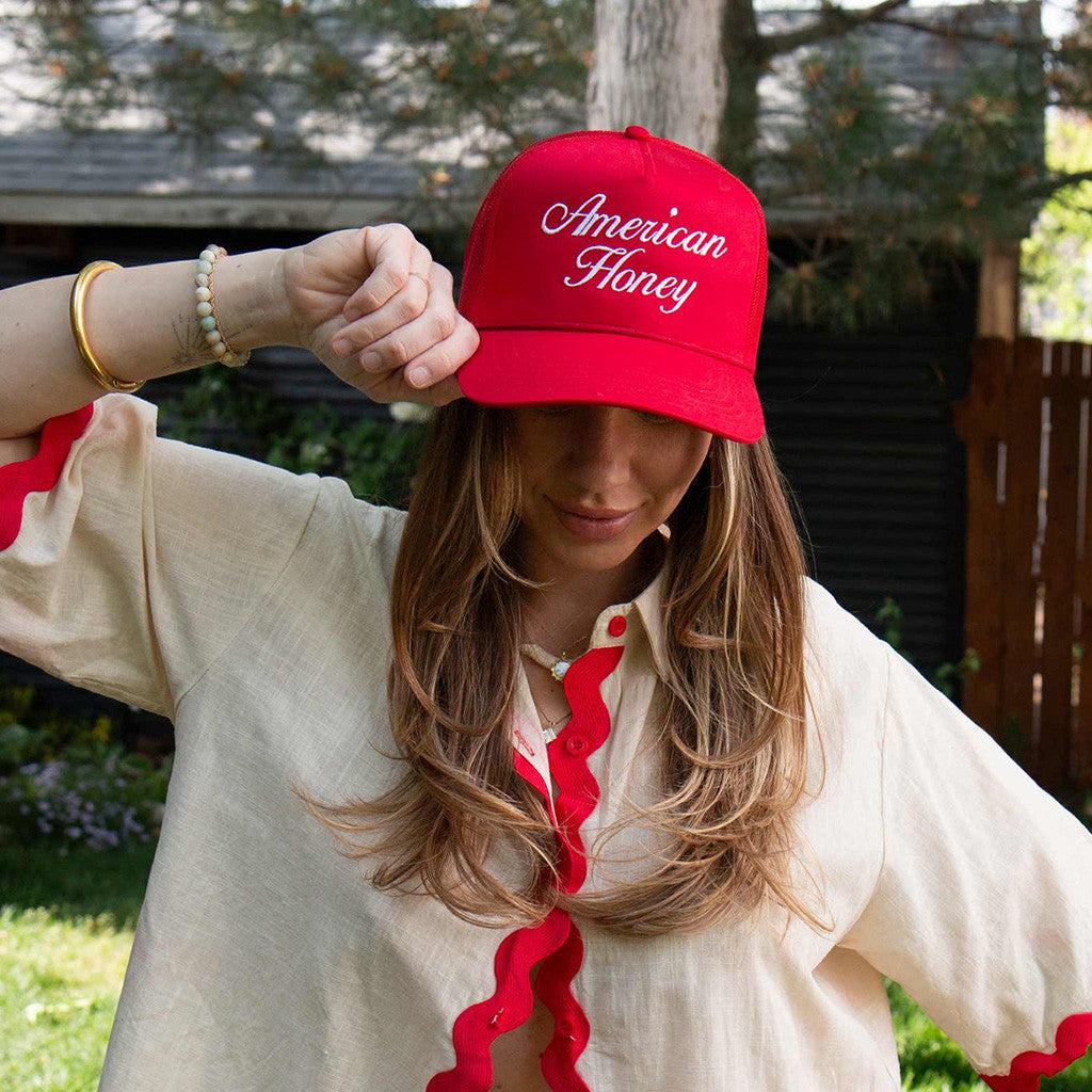 American Honey Hat Embroidered Red Hat Gifts For Her American Honey Hat Embroidered Red Hat Gifts For Her