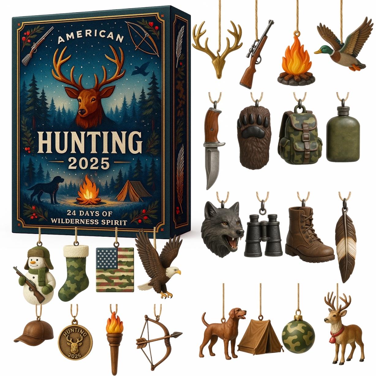 American Hunting 2025 Advent Calendar Xmas Calendar Countdown Christmas Gifts For Hunter