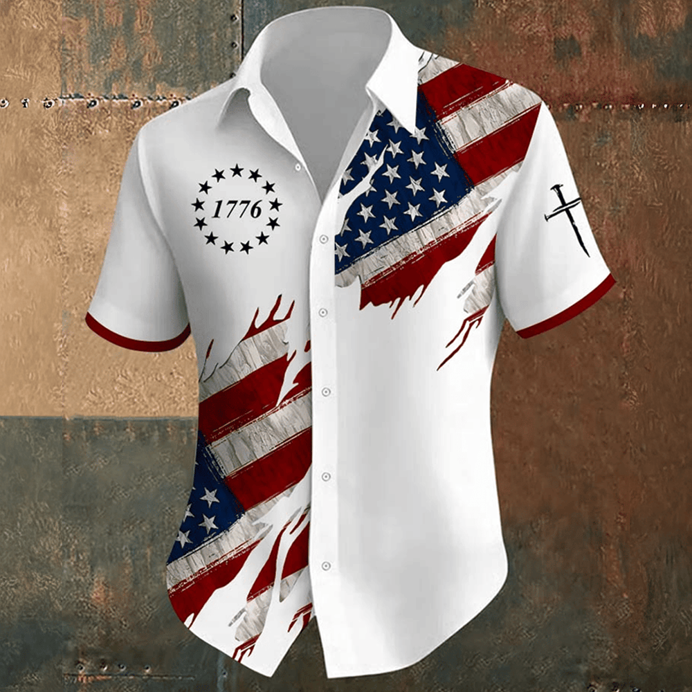 American Independence Day 1776 Hawaiian Shirt Holy Cross Semiquincentennial Patriotic Shirt
