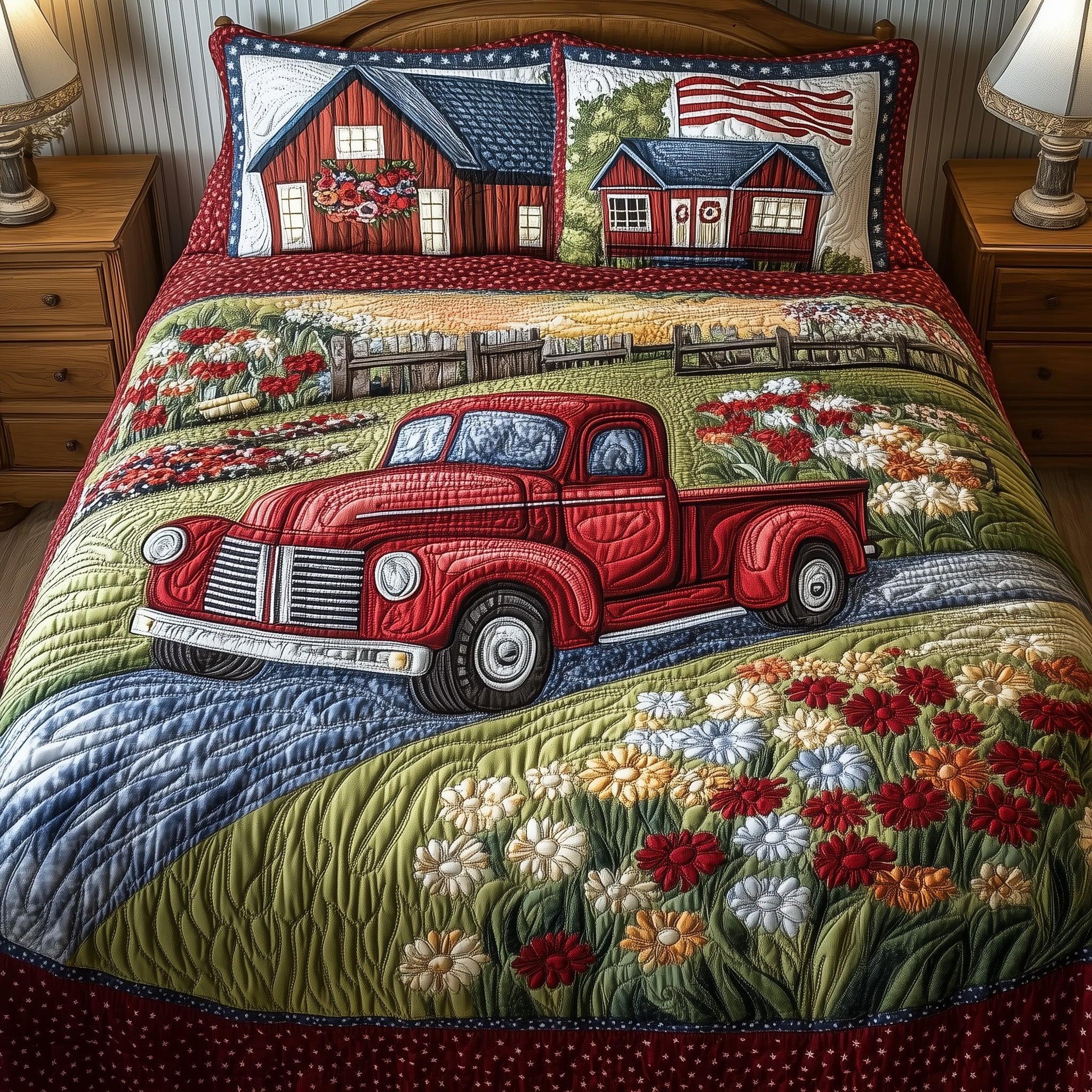 American Joyride Quilted Bedding Set Duvet Cover Merchandise 4Th Of July Hostess Gift Ideas