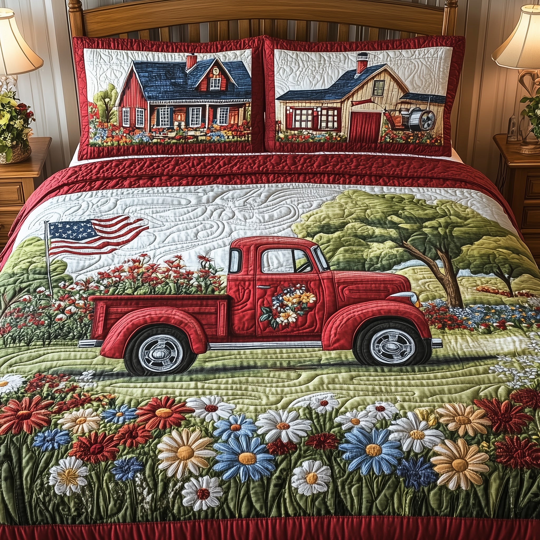 American Joyride Quilted Bedding Set Duvet Cover Merchandise 4Th Of July Party Gifts