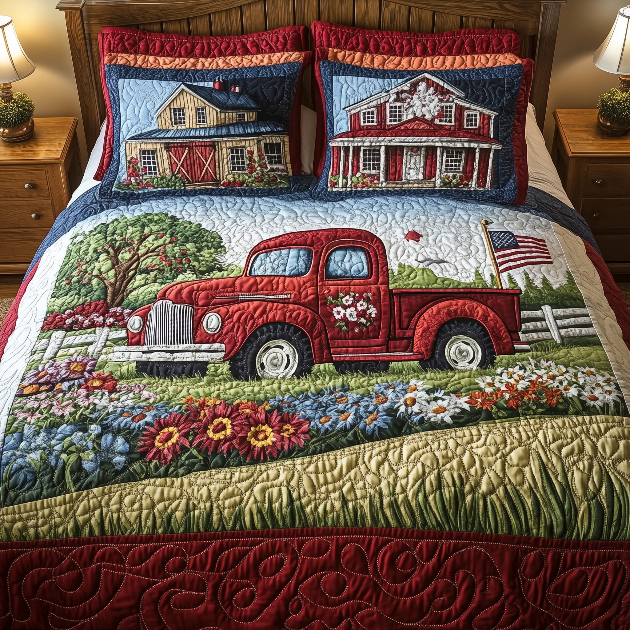 American Joyride Quilted Bedding Set Duvet Cover Merchandise Best 4Th Of July Gifts