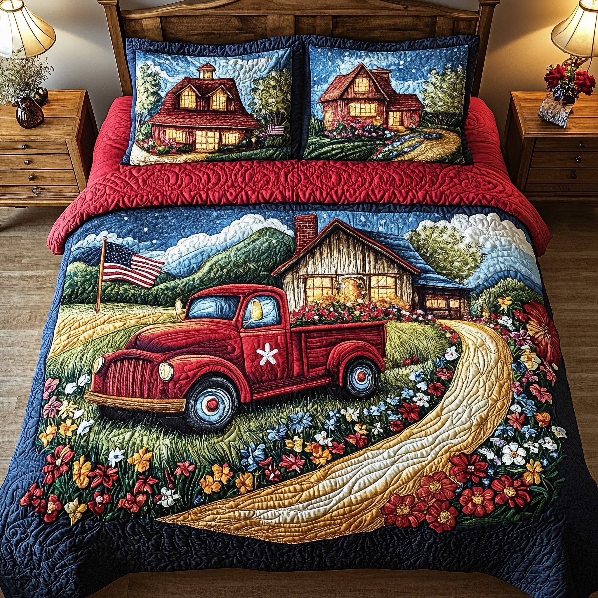 American Joyride Quilted Bedding Set Duvet Cover Merchandise Fourth Of July Birthday Presents