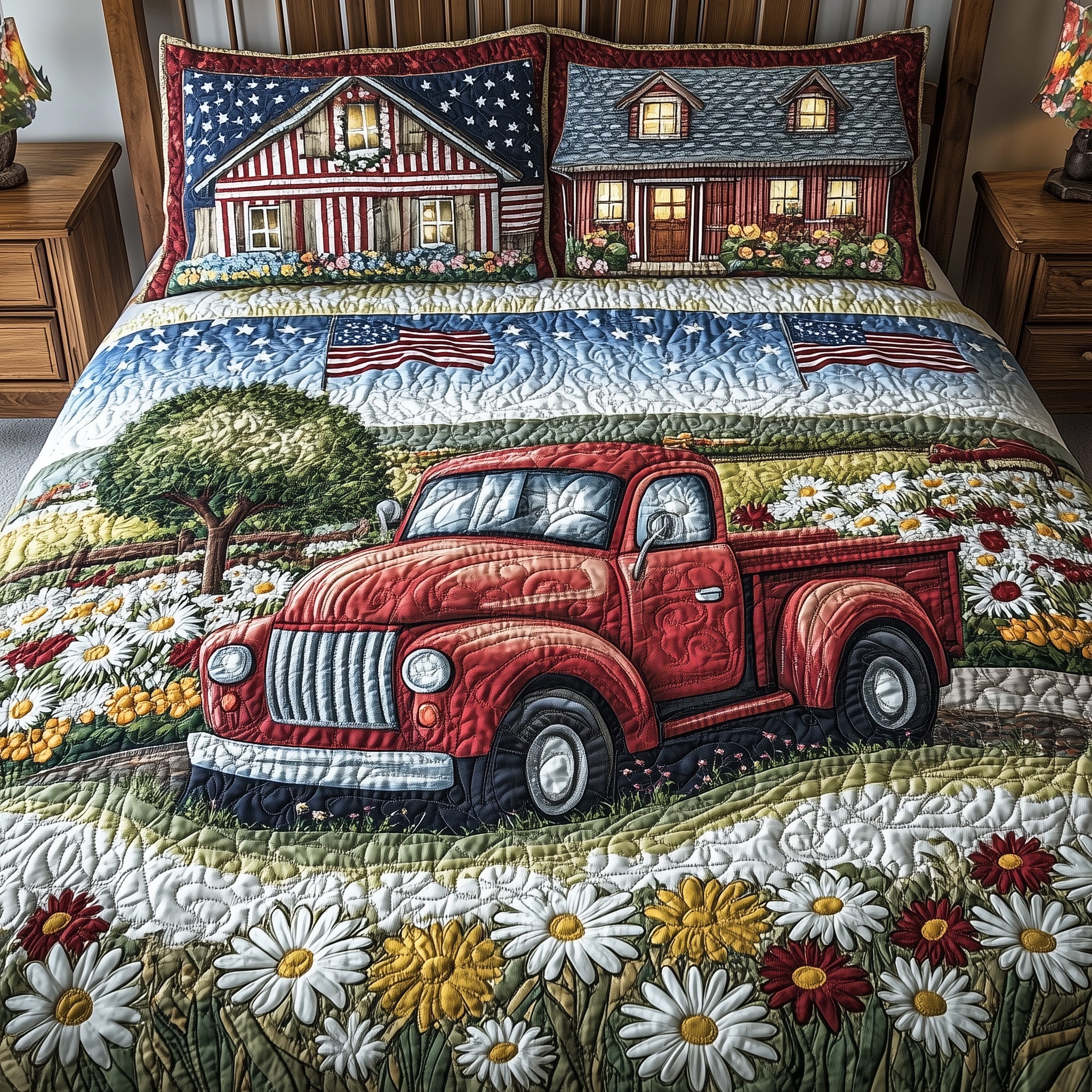 American Joyride Quilted Bedding Set Duvet Cover Merchandise Fourth Of July Gift Ideas