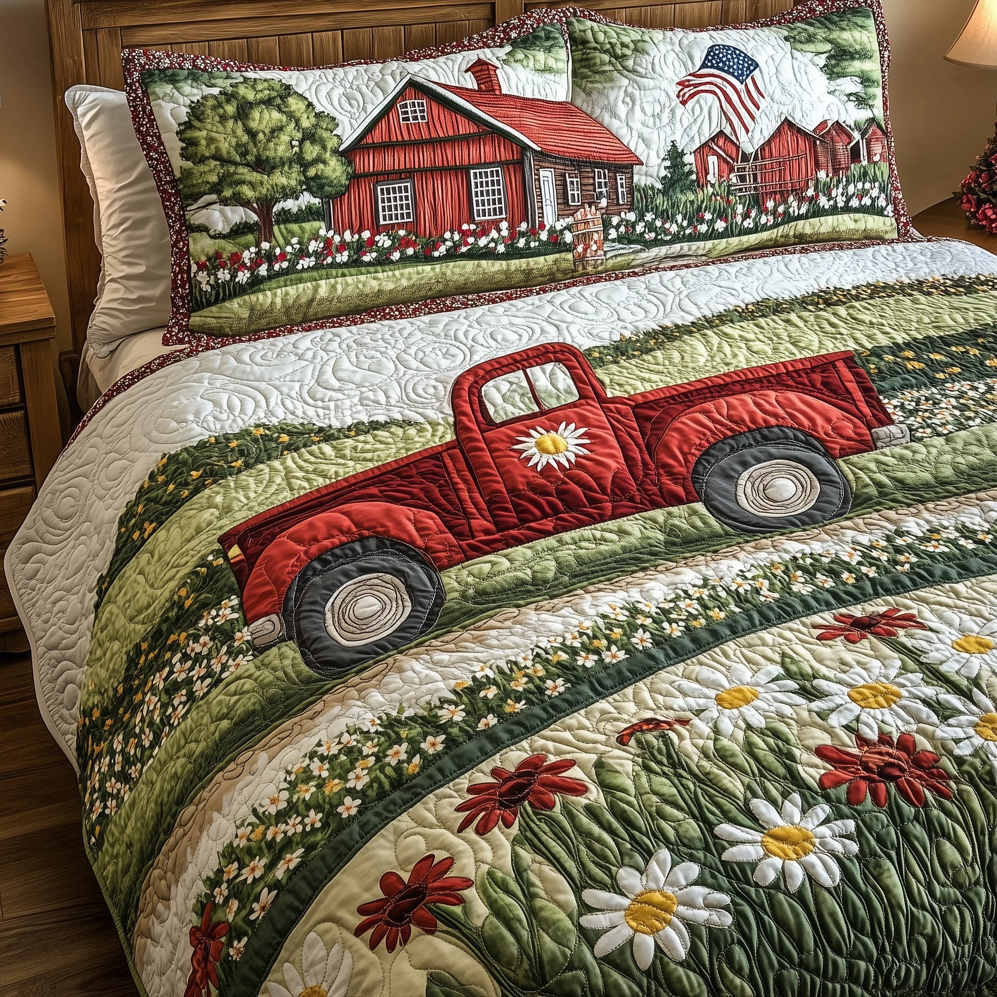 American Joyride Quilted Bedding Set Duvet Cover Merchandise Fourth Of July Gifts Patriotic