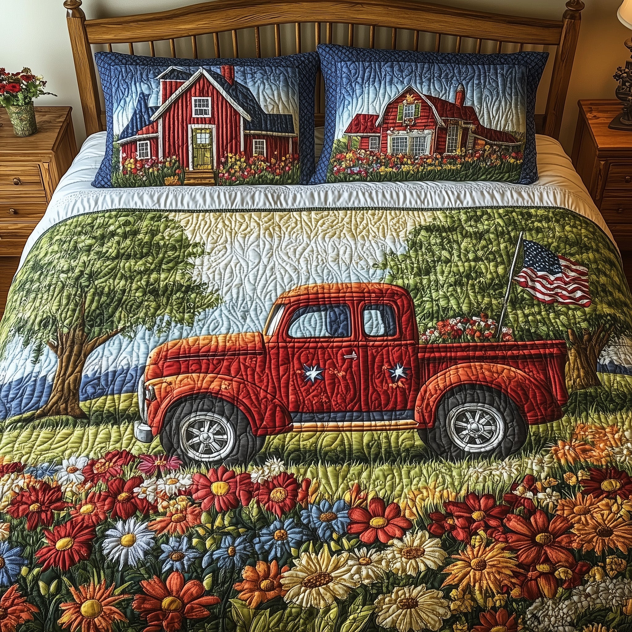 American Joyride Quilted Bedding Set Duvet Cover Merchandise Fourth Of July Hostess Gifts