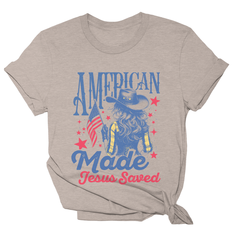 American Made Jesus Saved Shirt Patriotic Christian T-Shirt Gifts For Mom Country Boy Gift