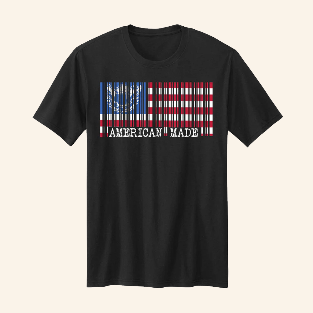 American Made T-Shirt Drinkin Bros USA Flag Barcode Shirt Gifts For Husband