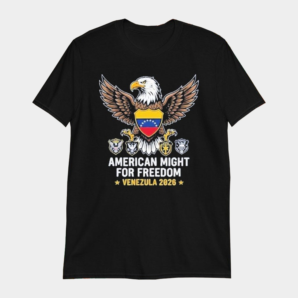 American Might For Freedom USA Venezuela 2026 Eagle T-Shirt Patriotic Tees Gifts For Him