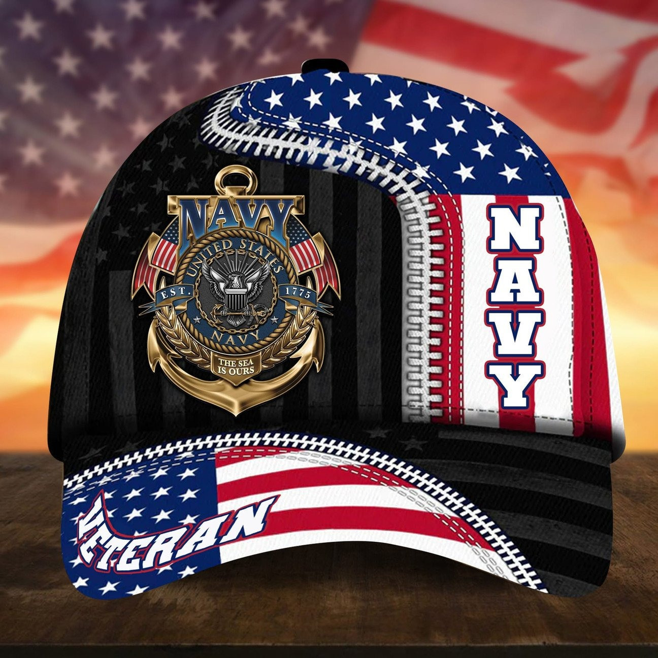 American Navy Cap Gift For Father and Husband and Proudly Military on Veterans Day