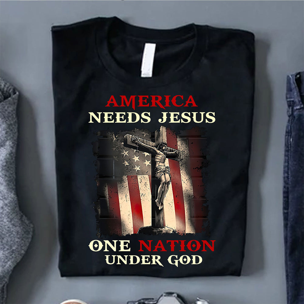 American Needs Jesus One Nation Under God T-Shirt Patriotic Cool Christian Shirts American Needs Jesus One Nation Under God T-Shirt Patriotic Cool Christian Shirts