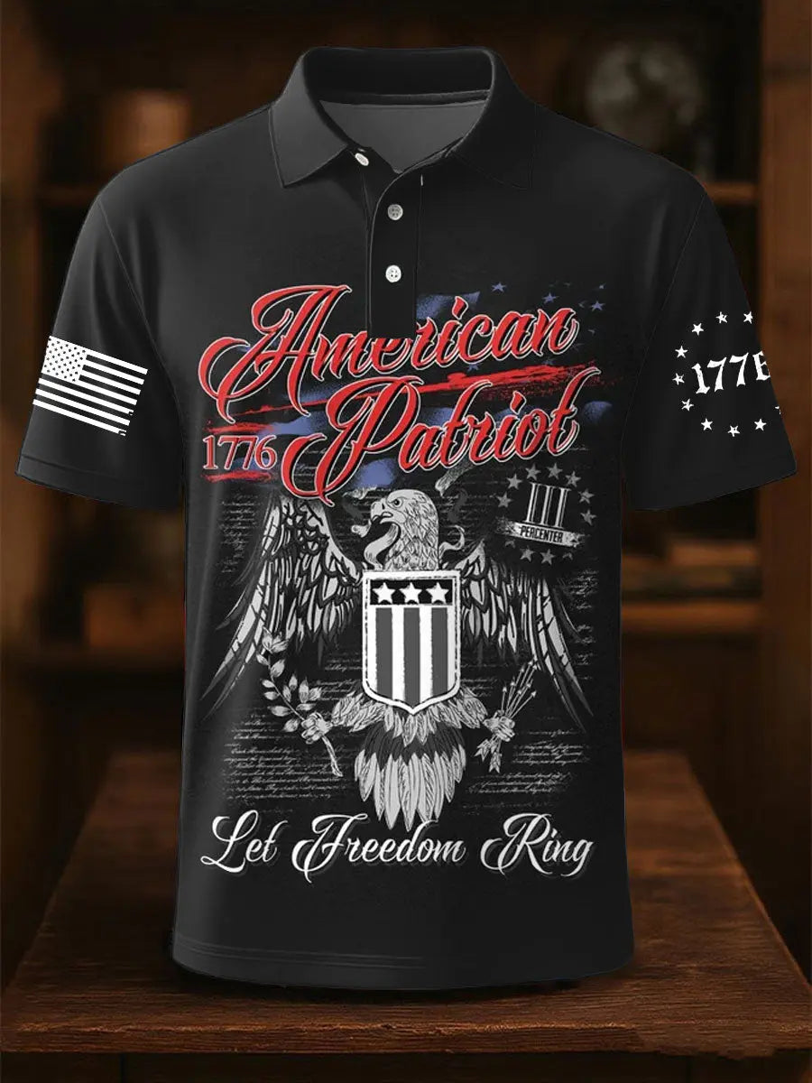 American Patriot 1776 Polo Shirt Let Freedom Ring Patriotic Gift for USA Supporters