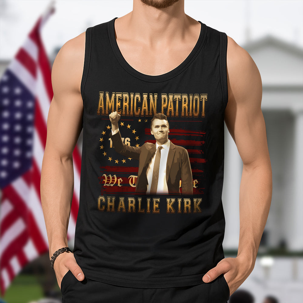American Patriot Charlie Kirk RIP USA Flag Tanktop Gift for Patriots
