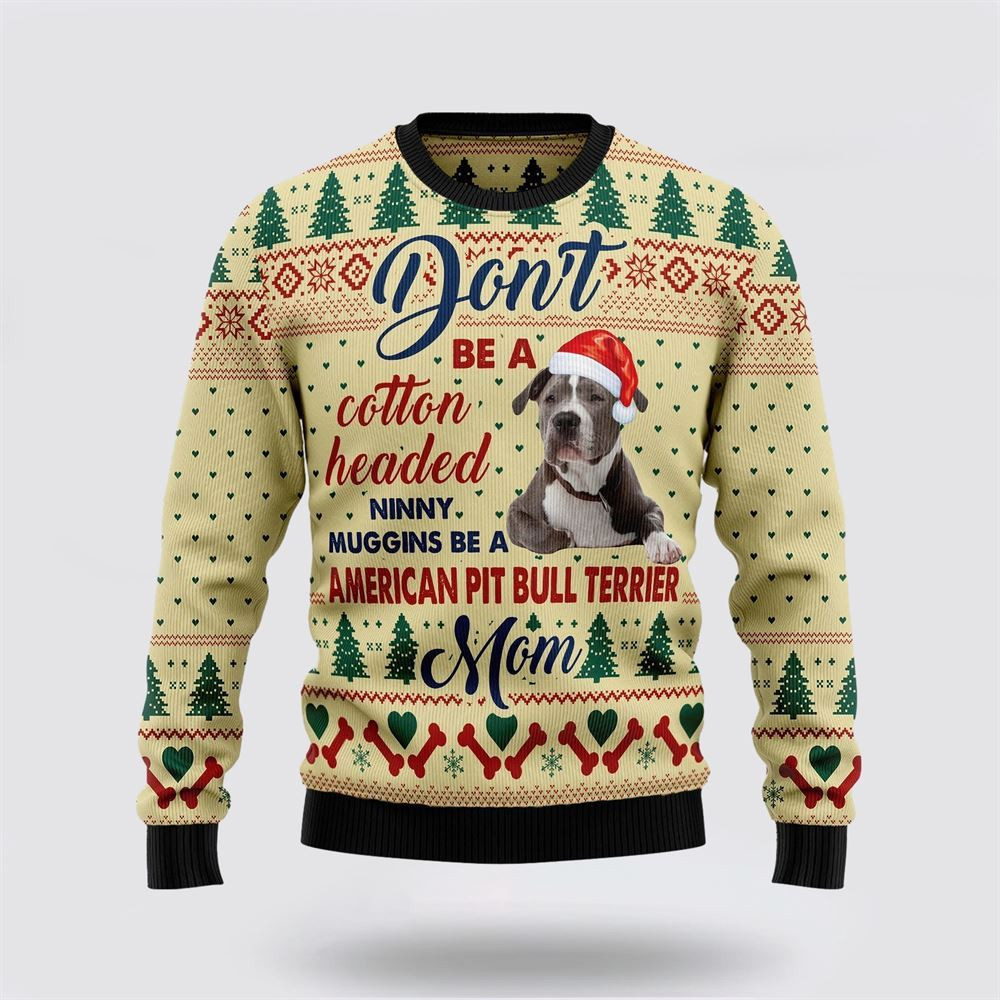 American Pit Bull Terrier Reindeers Car Ugly Christmas Sweater Christmas Gift For Dog Love