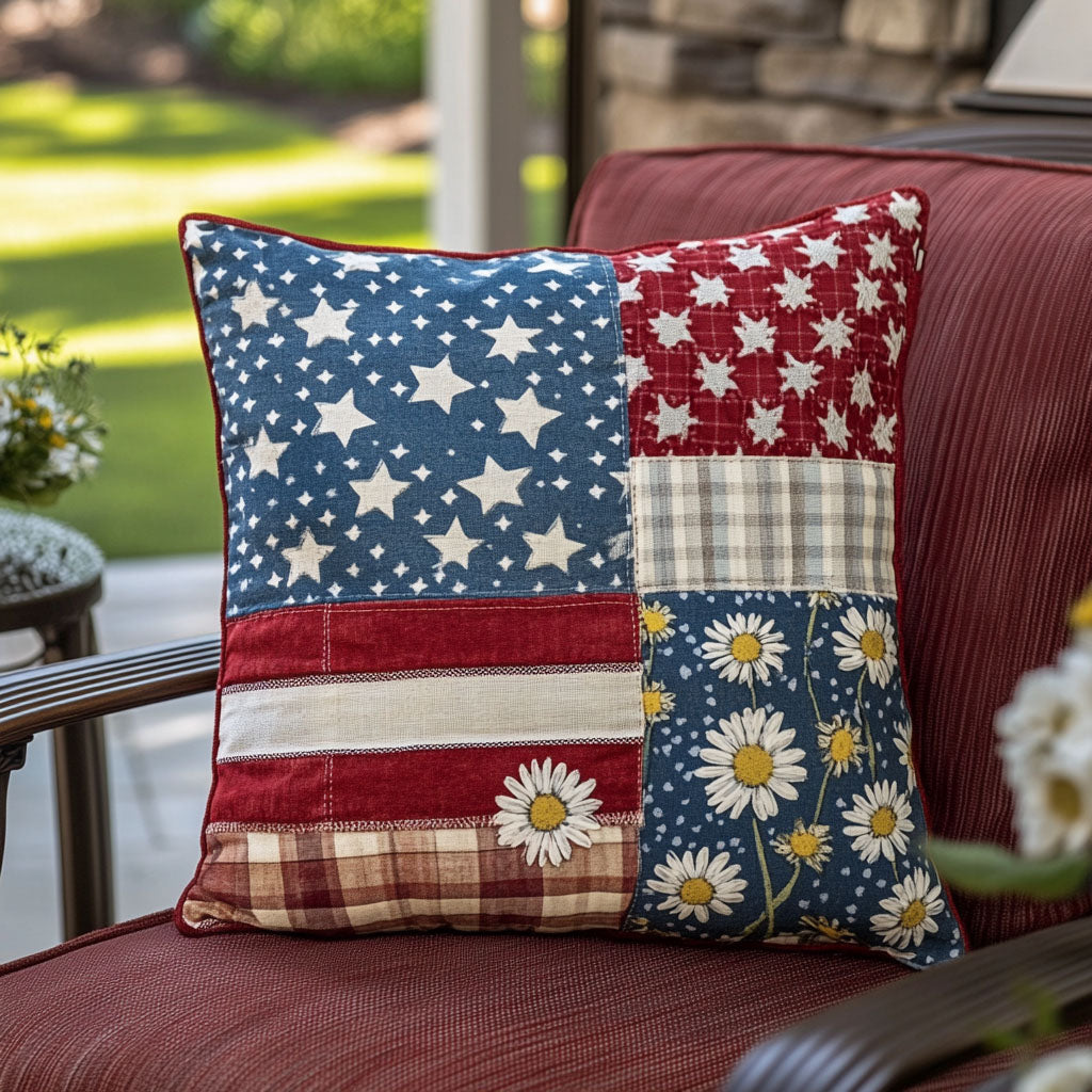 American Pride Floral Quilted Pillow Case Best Throw Pillow Covers Patriotic Gift Ideas