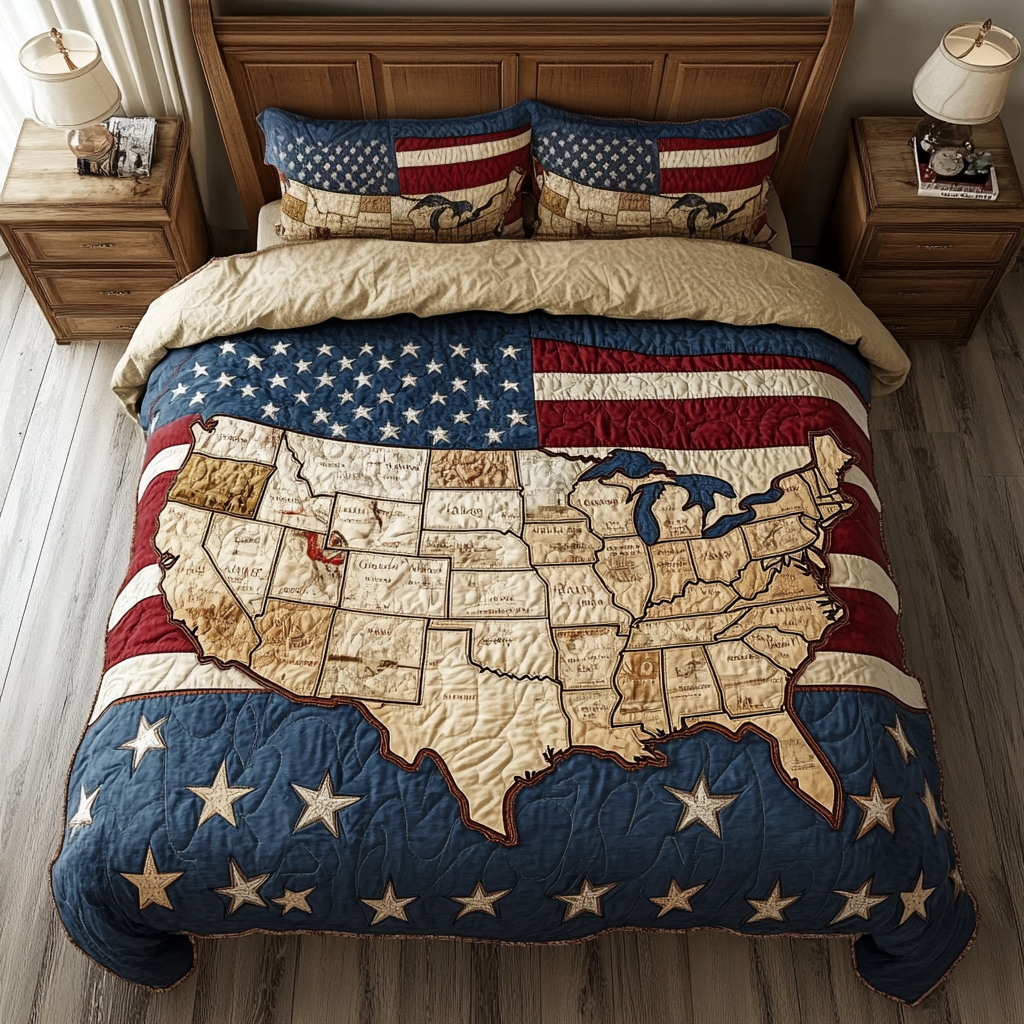 American Pride Quilted Bedding Set Patriotic Bedroom Decor Best Christmas Gift Ideas 