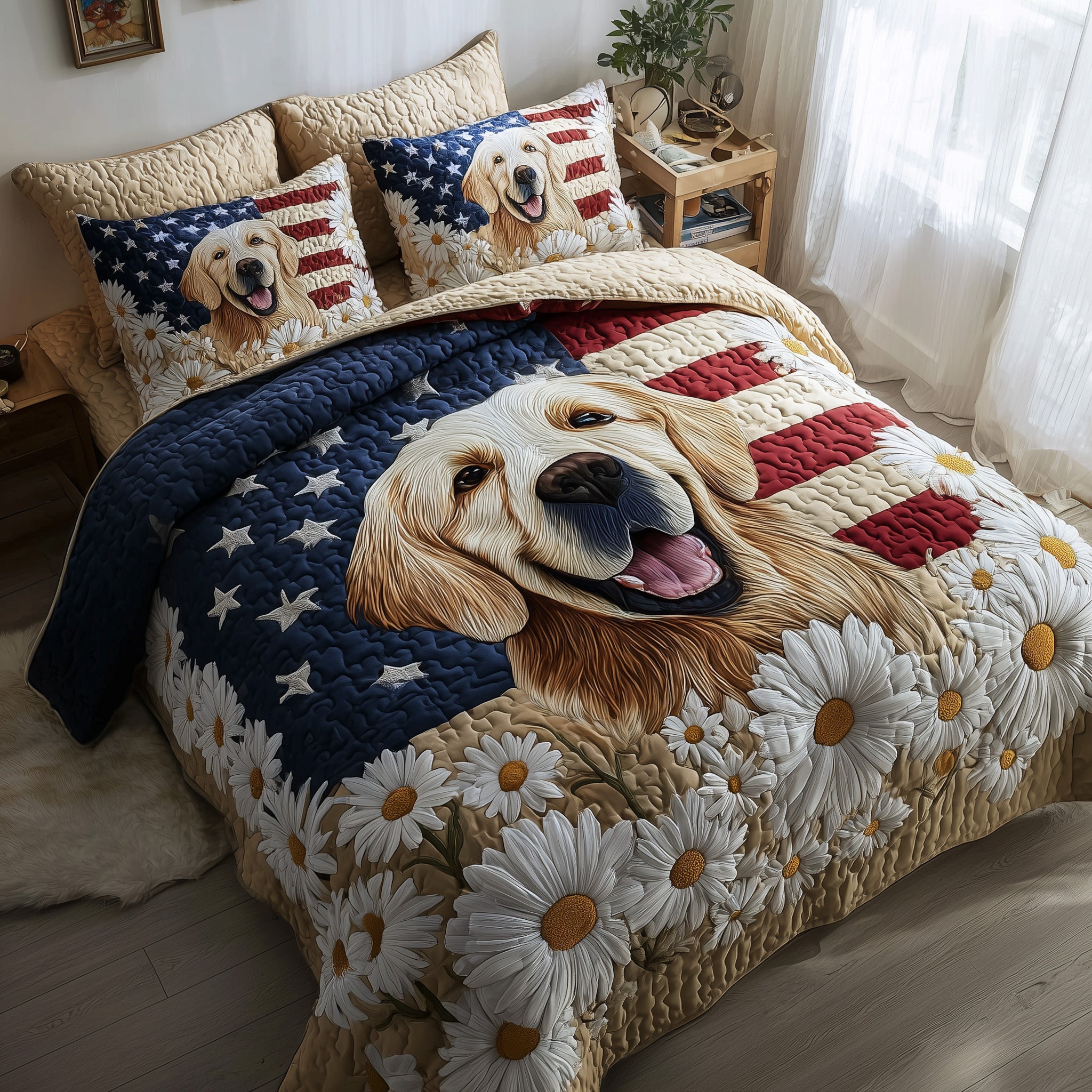 American Pride Retriever Quilted Bedding Set Classic Style