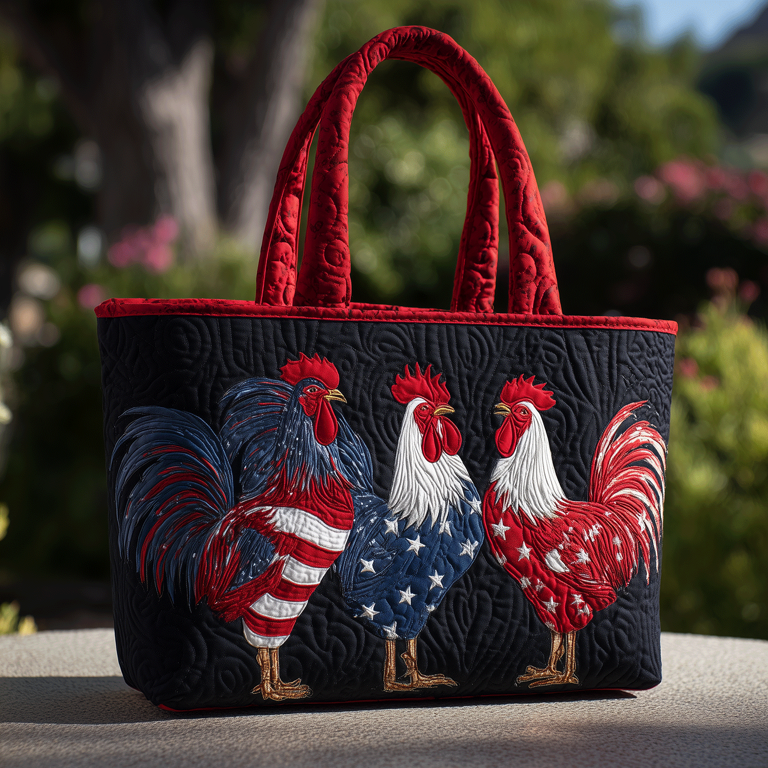 American Pride Rooster Quilted Tote Bag Gifts For A Dairy Farmer