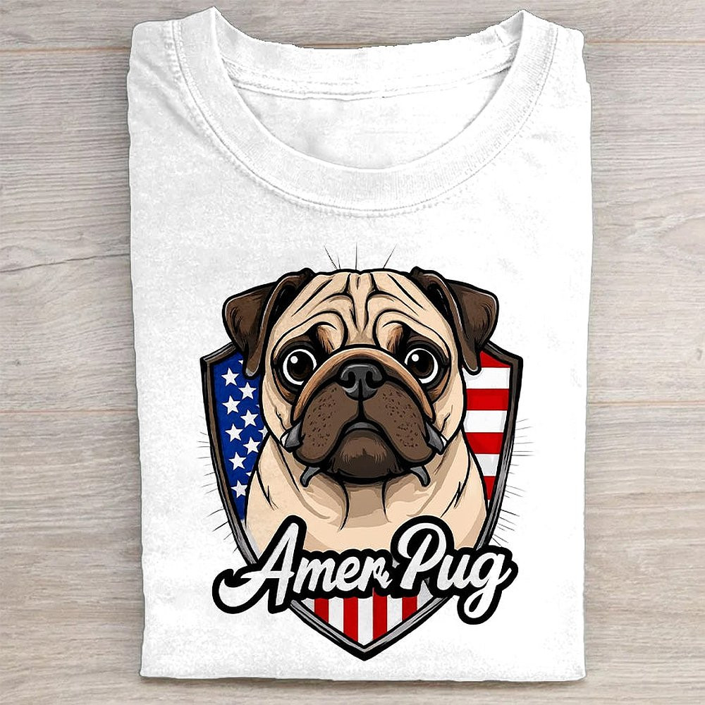 American Pug Graphic T-Shirt Cute Pug Dog Lover Tee For Men And Women