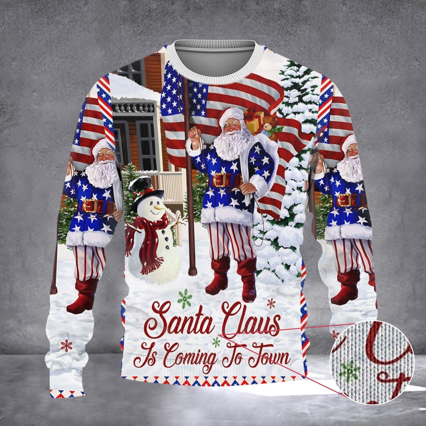 American Santa Claus Is Coming To Town Sweater Ugly Christmas Sweater Christmas Gifts 2024 American Santa Claus Is Coming To Town Sweater Ugly Christmas Sweater Christmas Gifts 2024