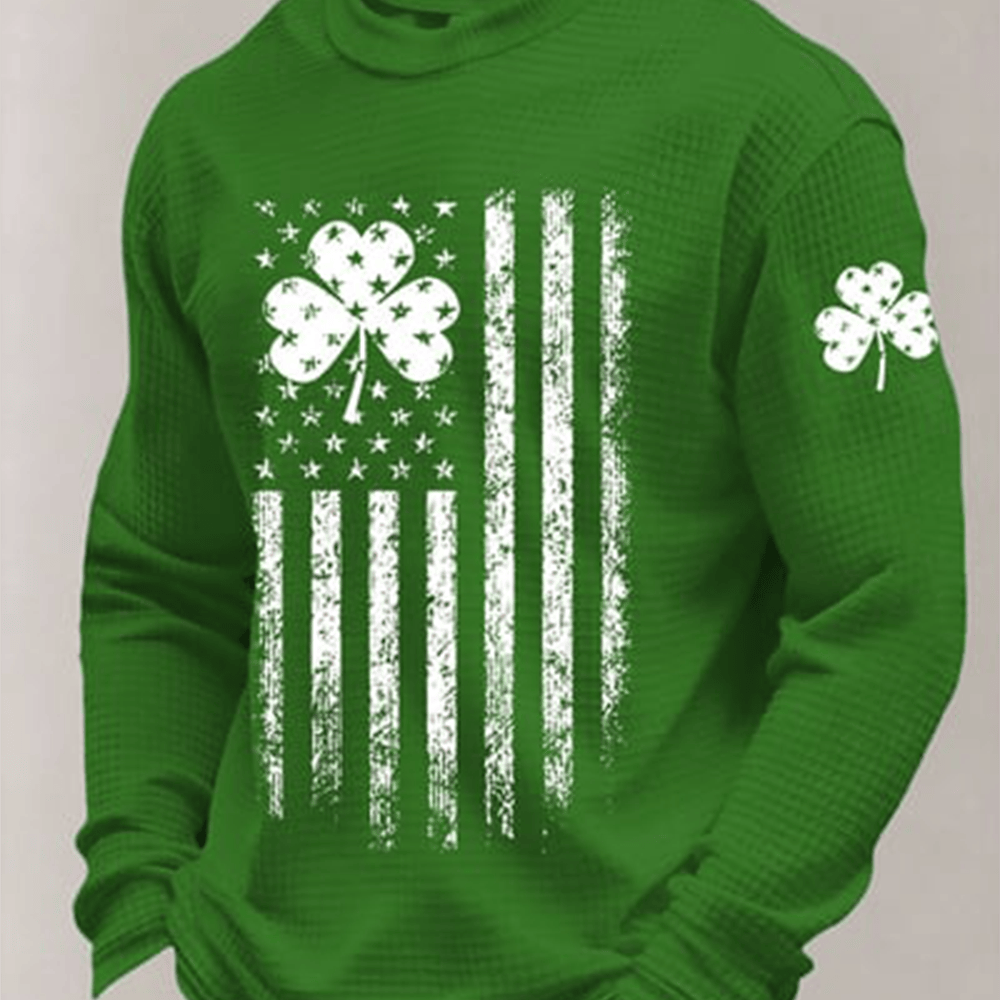 American Shamrock Flag Graphic Long Sleeve Shirt St Paddys Day Clothing Present For Boyfriend