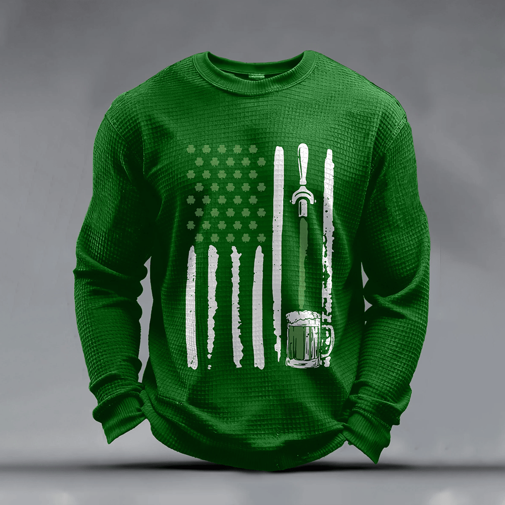 American Shamrock Flag Long Sleeve Shirt Saint Patricks Day Apparel Gift Idea