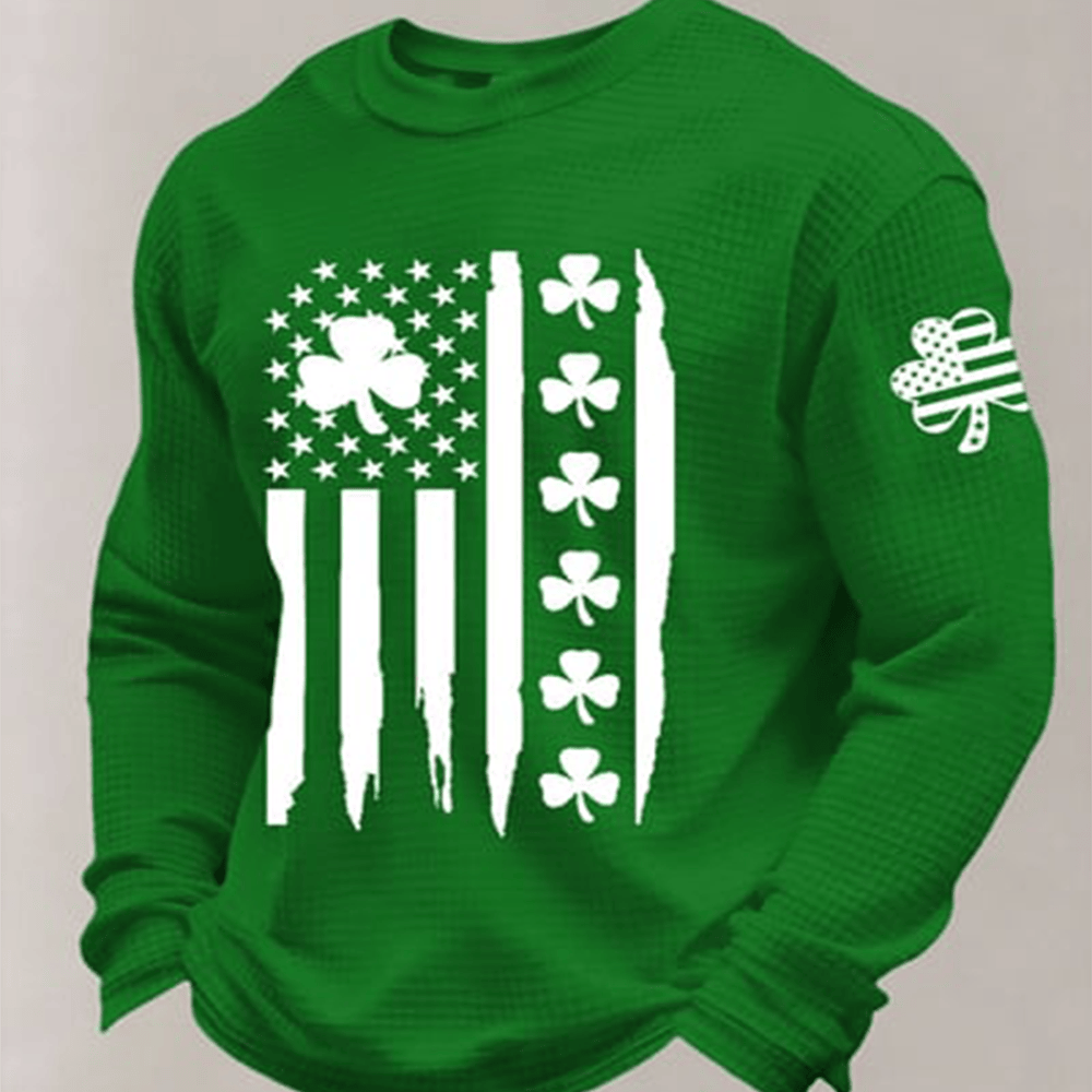 American Shamrock Flag Long Sleeve Shirt Saint Patricks Day Outfits Husband Presents