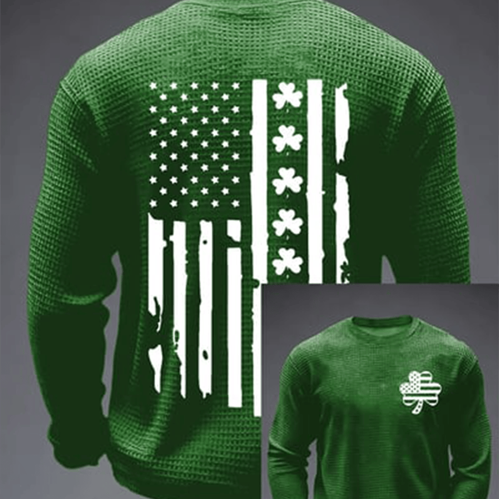 American Shamrock Flag Long Sleeve Shirt St Patrick's Day Apparel Good Gift For Boyfriend