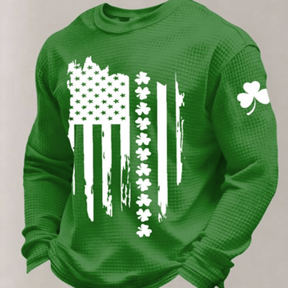 American Shamrock Flag Long Sleeve Shirt St Patrick's Day Apparel Perfect Gift For Him