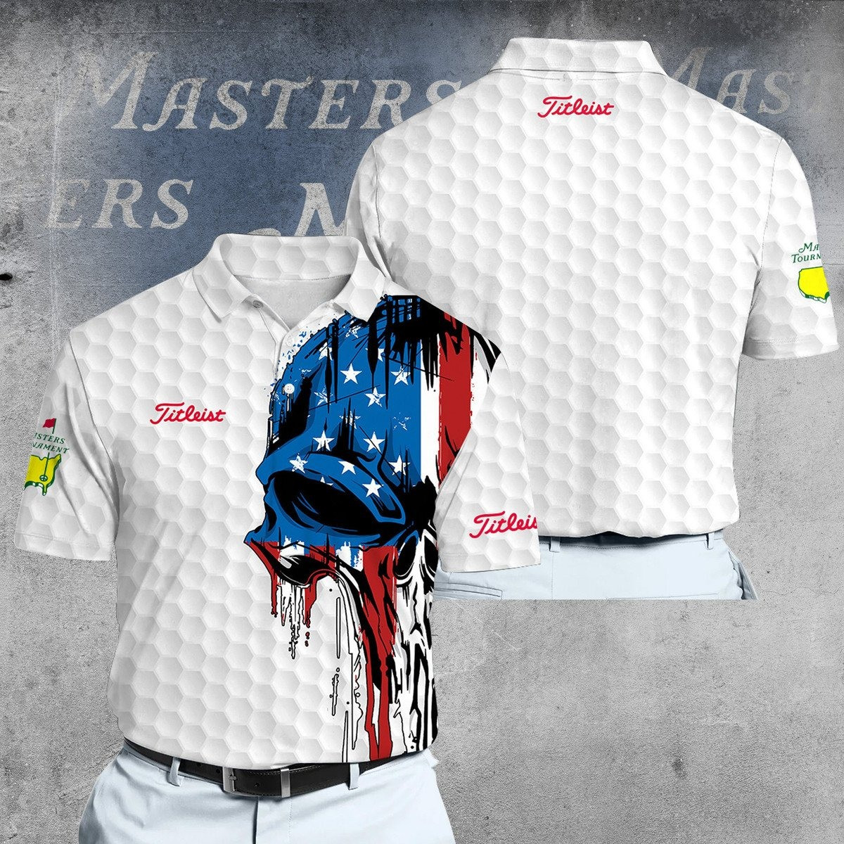American Skull Master Tour Men Polo Shirt Gifts For Male Golfers