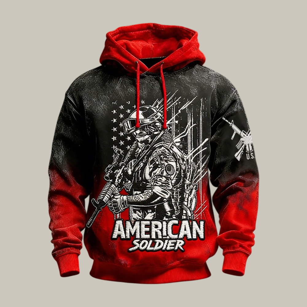American Soldier American Flag Hoodie Patriotic Apparel Present For Husband